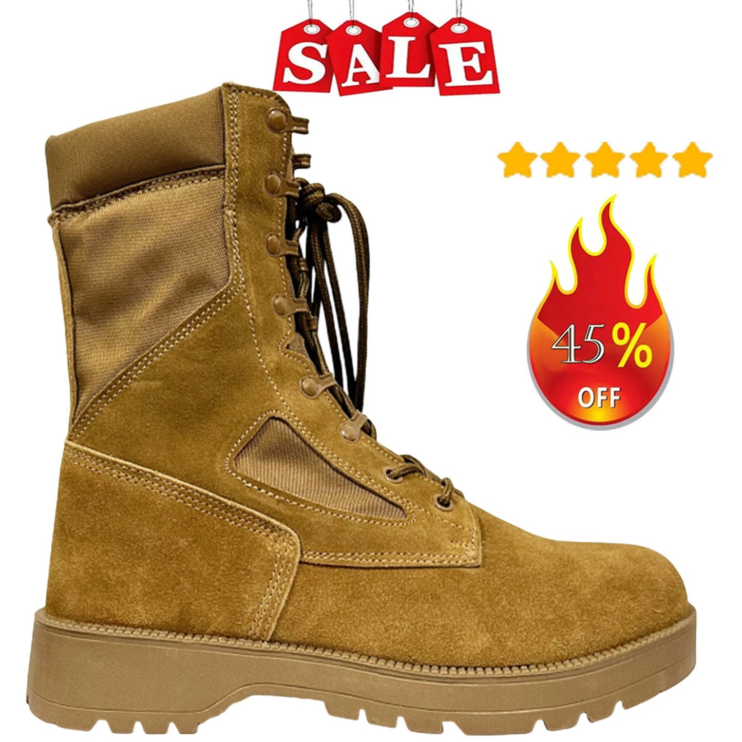 Novas Botas Táticas de Combate Masculinas de Couro para Homens, Botas Masculinas Respiráveis de Cano Curto para Caminhada ao Ar Livre e Deserto