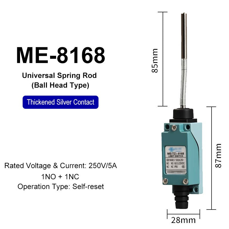 ME-8108 ME-8104 ME-8107 ME-8111 ME-8112 ME-8166-8169 Limit Switch Rotary Adjustable Roller Lever Arm Travel Switch AC250V NO NC