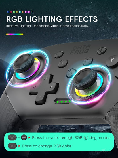 DATA FROG Wireless Pro Controller for Switch OLED/Switch Lite/Switch2/PC with HD Vibration Gyro Sensor Gamepad