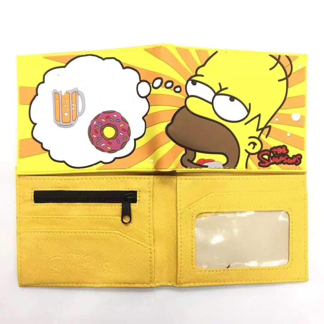 Carteira Dobrável Marvel Vingadores Os Simpsons Bonecos de Anime Masculina Infantil Porta-Cartões de Identidade com Prendedor de Dinheiro Bolsa de Presente de Desenhos Animados