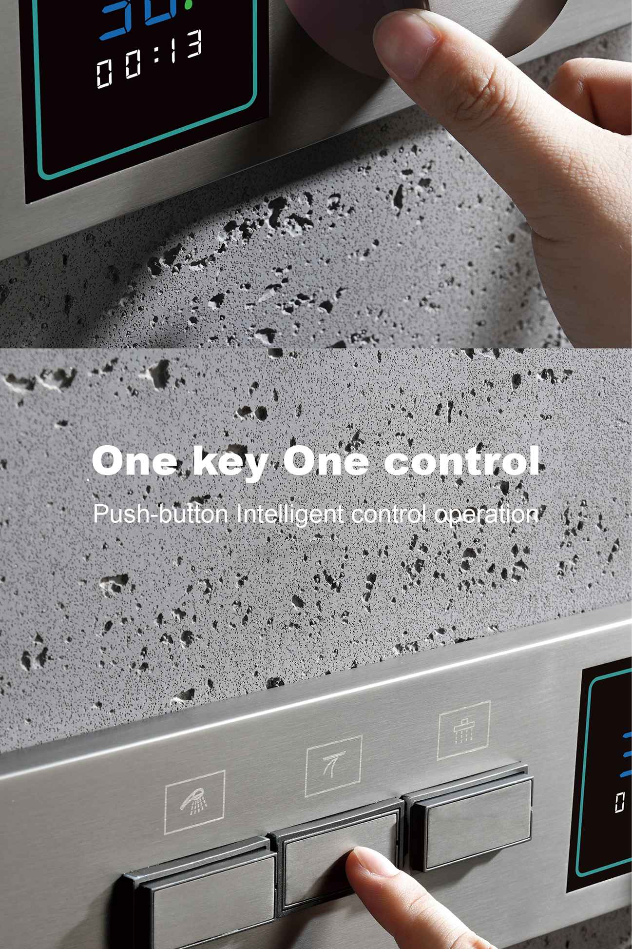 Luxury gun gray brass shower system with LED digital display design Wall mounted constant temperature 3-function bathroom faucet