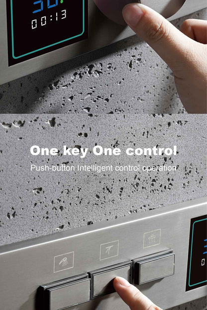 Luxury gun gray brass shower system with LED digital display design Wall mounted constant temperature 3-function bathroom faucet