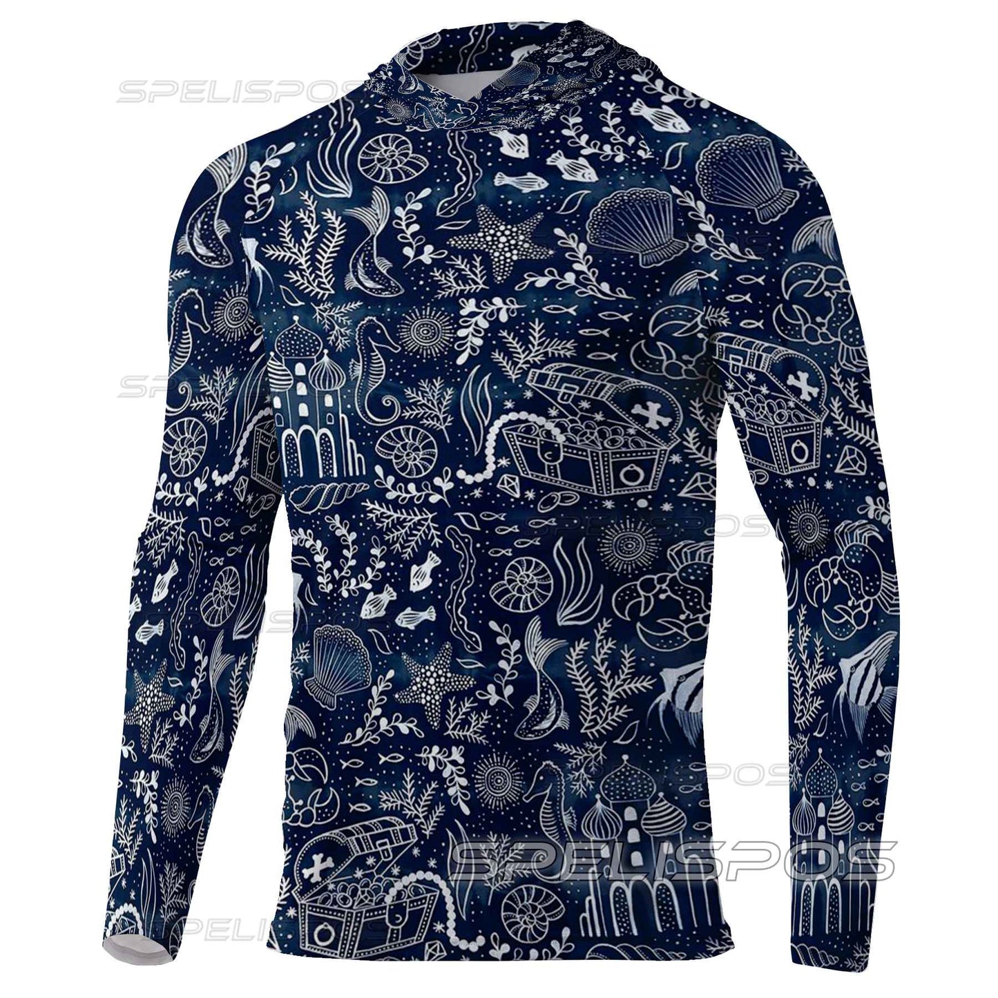 Fishing Shirts UPF 50+ Fish Maillot Tops Wear Beach Gear Hoodies Anti-UV Yacht Sea Angling Sports Uniform Jersey Running Hood
