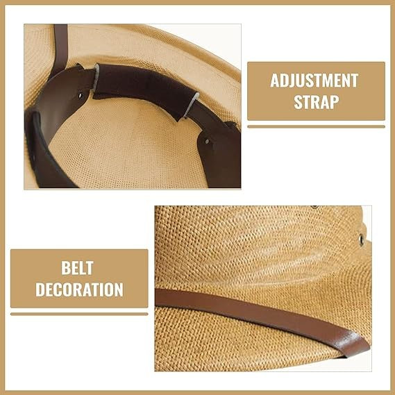 Chapéu de palha de verão masculino RUHAO, chapéu de sol, chapéu de sol, chapéu de balde de remo para pai, chapéu de minerador de selva safari, boné britânico de soldado britânico, boné de exército