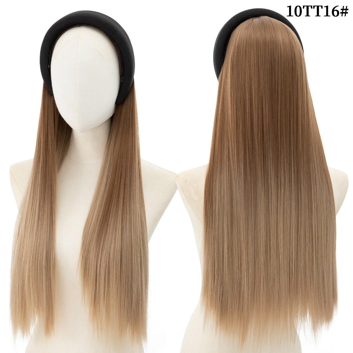 Peruca de Cabelo Sintético Longo Ondulado com Faixa Feminina Ombré Castanho Preto Loiro Cosplay Natural Resistente ao Calor Meia Peruca para Mulheres