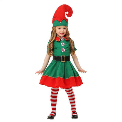 Kids Adult Christmas Clothing Set Kids Tops Pants Hat Belt Children Xmas Clothes Baby Boy Girl Birthday Outfit Elves Costume