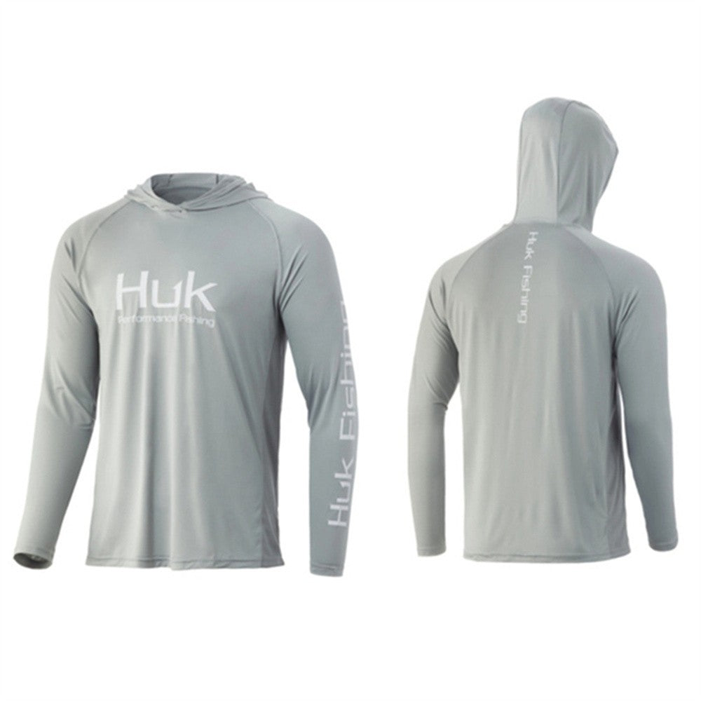 Camisas de Pesca HUK com Capuz Manga Longa Proteção UV Masculina Roupa de Pesca Camuflada de Verão para Homens com Absorção de Umidade