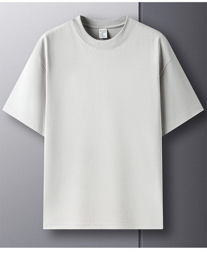 100% Pure Cotton Summer High-end Brand Men's Short Sleeve Round Neck Fashionable Style Half Sleeved Top Breathable T-shirt