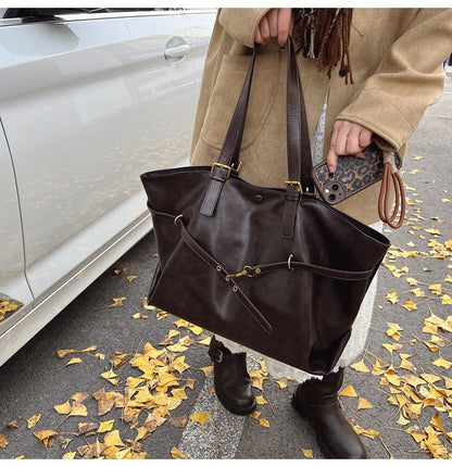 Retro Big PU Leather Shoulder Bag for Women 2025 Winter Trend New Y2K Fashion Handbags Females Travel Luxury Tote Bag  bolsas