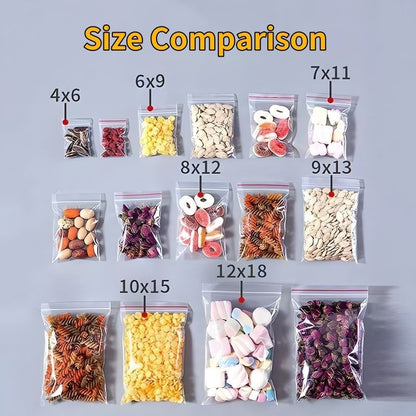 200/100PCS Transparent Zip Bags Food Jewelry Vacuum Storage Bag Plastic Thicken Reclosable Poly Bag Kitchen Organization Package