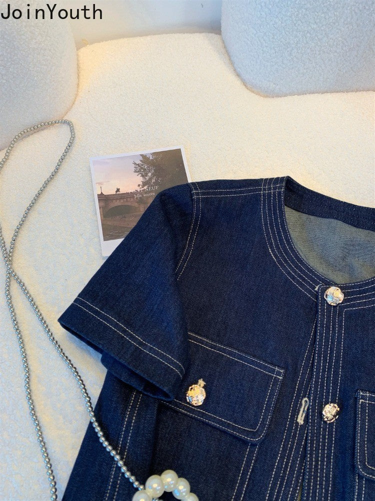 Streetwear Denim Jackets for Women Short Sleeve Summer Jean Jacket Outwear 2025 Ropa Mujer Fashion Vintage Coat Cropped Tops