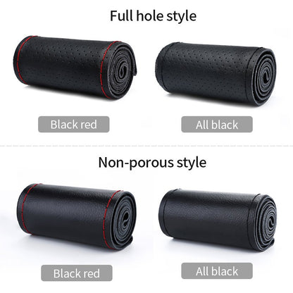 Capa de Volante SEAMETAL de Couro Genuíno com Agulhas e Linha, Trança DIY para Carro, Diâmetro 37-38cm
