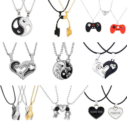 Eu Te Amo Melhores Amigos Colar de Casal Jóias Quebra-Cabeça BFF Chave Fechadura Tai Chi Coração Pingentes Colares para Mulheres Homens Presente Collier