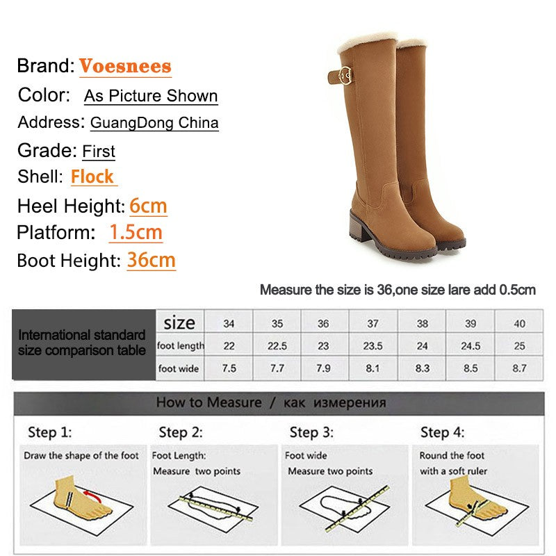 Women's Winter Warm Long Boots 2022 New Fashion Flock Knee-High Boots Exquisit College Style Plush Thick Soled Zip Female Shoes