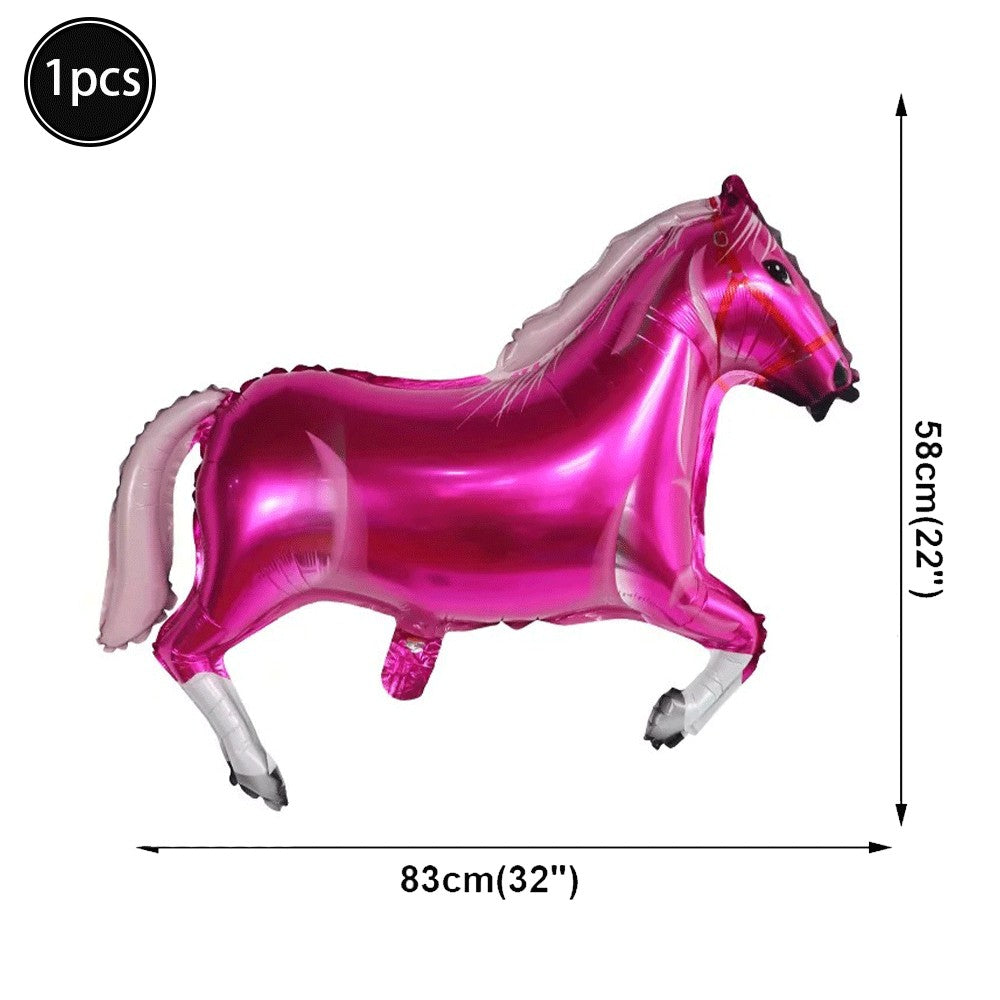 1pc Oversized Horse Balloon Cowboy Giant Horse Aluminum Film Balloon Farm Animal Horse Theme Birthday Party Decoration Kids Toys