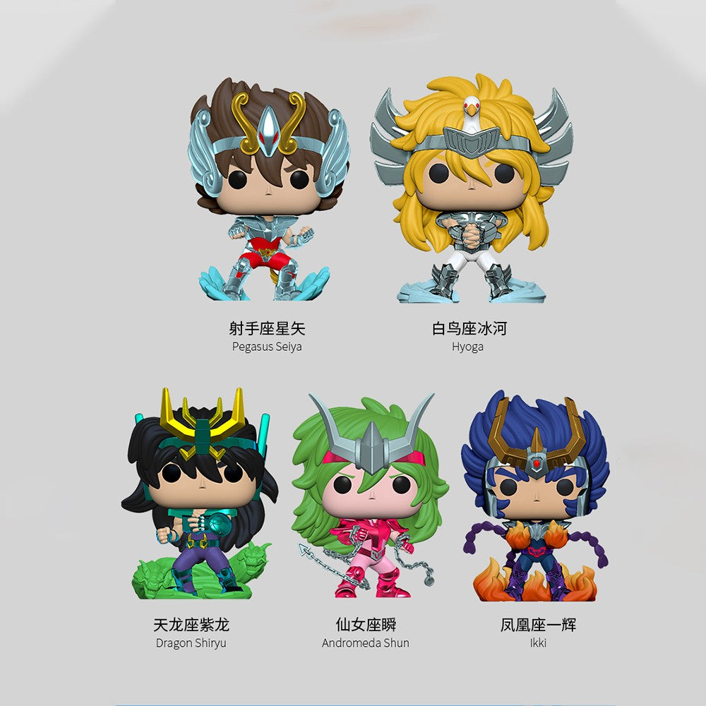 Funko Pop Cavaleiros do Zodíaco Boneco Articulado Hyoga de Cisne #808 Shiryu de Dragão #807 Shun de Andrômeda #809 Ikki de Fênix #810 Bonecos de Vinil Brinquedos