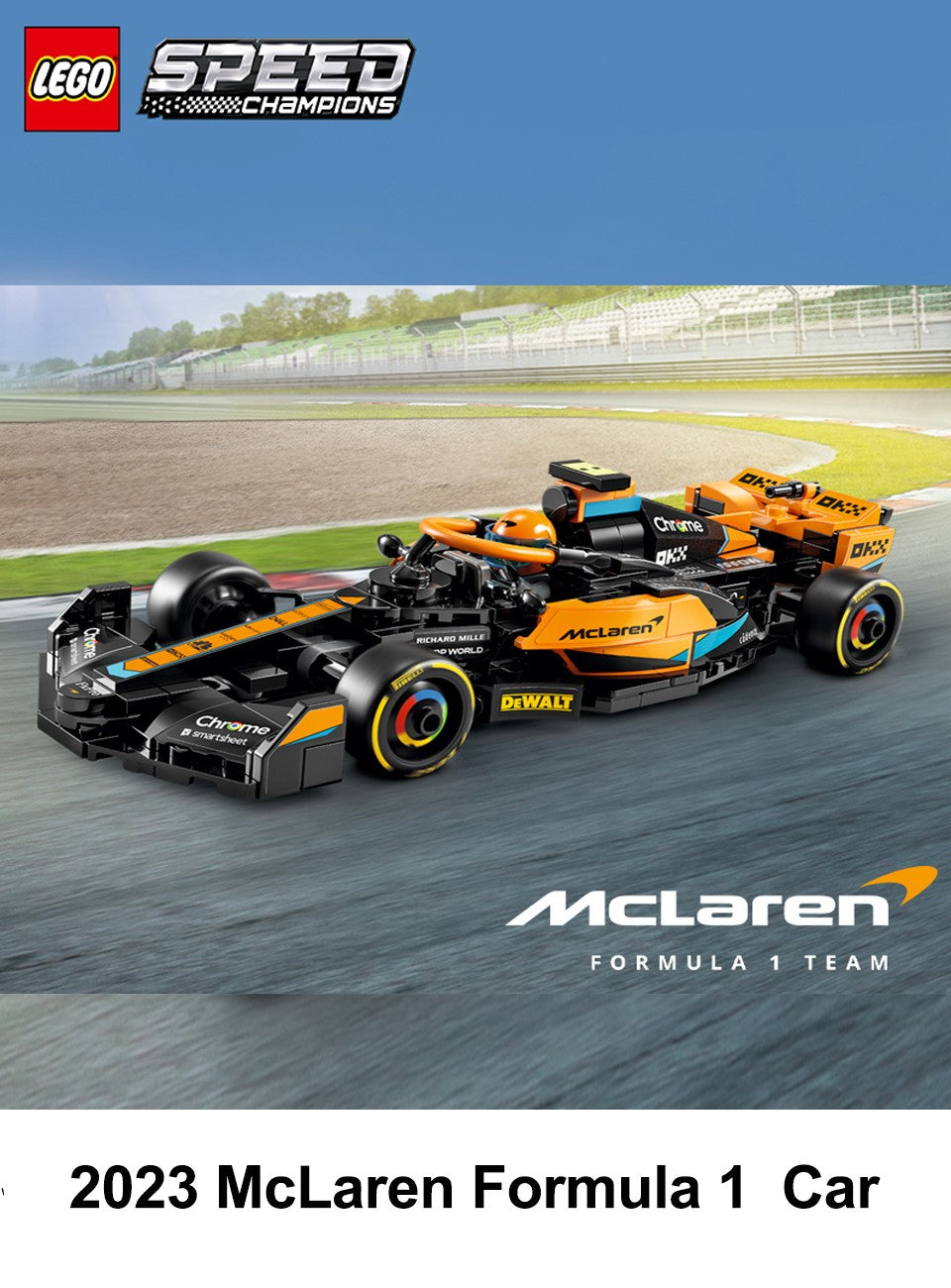 LEGO 76919 Speed Champions 2023 McLaren Carro de Corrida de Fórmula 1 Brinquedo para Brincar e Exibir, Conjunto de Brinquedo Montável McLaren para Crianças