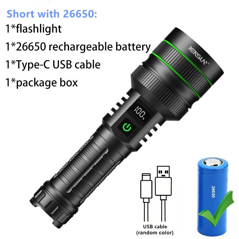 Super Bright Spotlight Long Range LED Flashlight With 26800 Parallel Battery Rechargeable Lamp Tactical Torch Waterproof Lantern