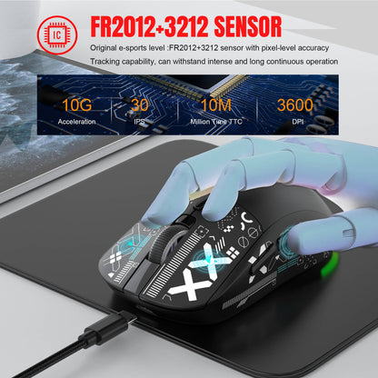 Mouse Bluetooth Sem Fio T90 RGB (BT1/BT2+ USB) 2.4GHz Recarregável Silencioso com Adaptador Tipo C