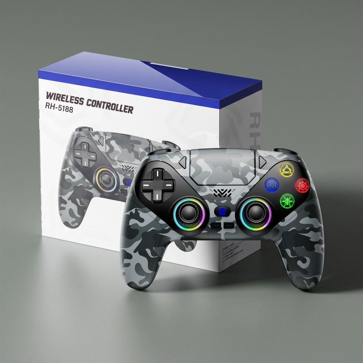 Gamepad For Playstation 5 PS5 Pro/Slim/PC,RGB Wireless Controller  6-Axis Gyro Dual Shock Turbo&Marco Programable Game Controle