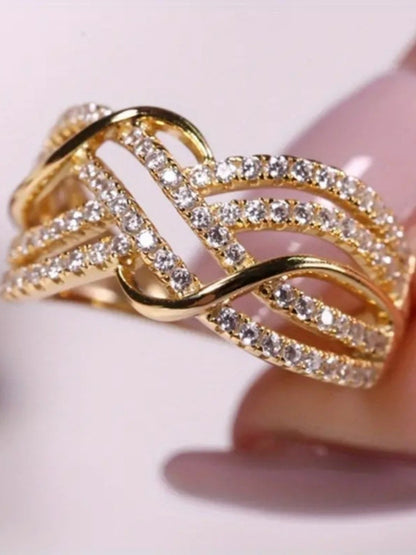 Anel Feminino Atacado Transfronteiriço Temperamento Joia Europeia e Americana Diamante Completo Moda Senso Avançado Clássico Versátil
