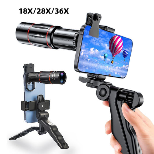 Lente de Telescópio HD 18/28/36X, Lente Teleobjetiva Universal com Zoom para Celular, Lente de Telescópio Óptico para Acampamento, Caça e Esportes