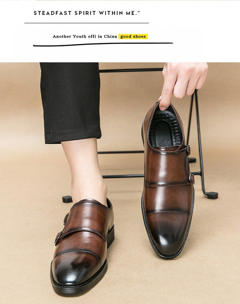 Large size men's three-point casual leather shoes men's leather business gentleman British style dress men Mengke shoes