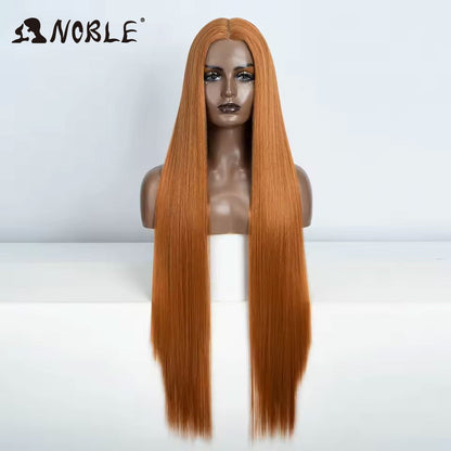 Perucas Noble Cosplay Para Mulheres Negras Perucas Sintéticas Lisas de Renda de 38 Polegadas Peruca Loira Ombre de Renda Peruca Sintética Loira de Renda Cosplay
