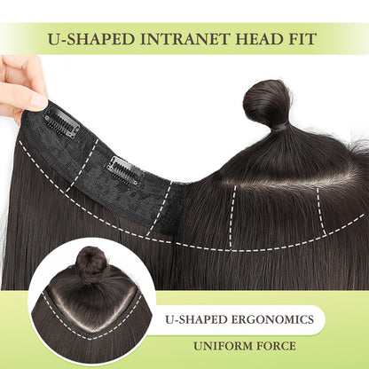 Difei 16-24 inch Synthetic Long Straight Hair Extension Piece Fashion Accessories Women's Clip Hair V-shaped Wig Piece