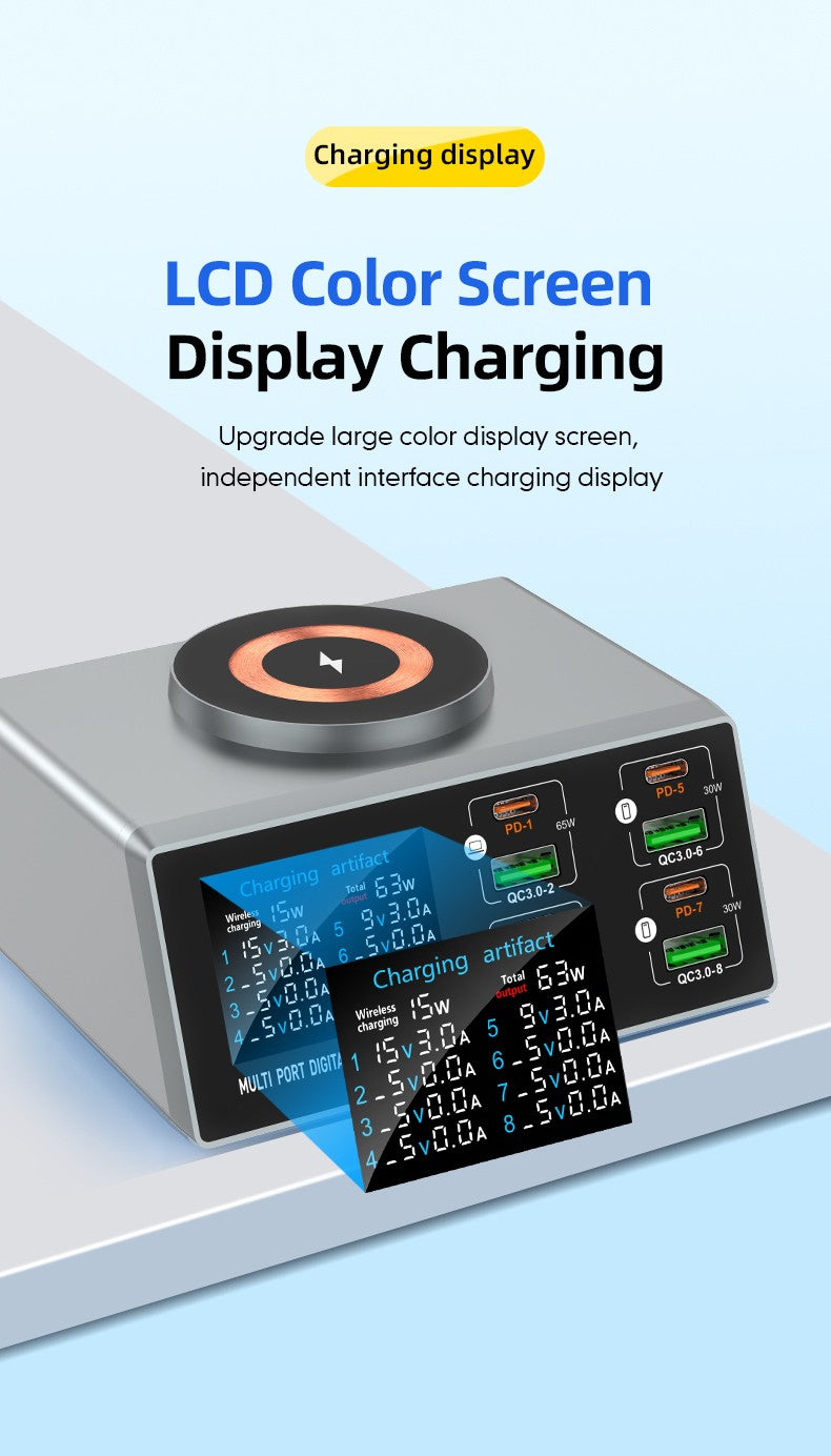 140W Smart Quick Charger 8-Port USB Fast Charging Station for Multiple Android Phone Travel Home Office Party Hotel Restaurant