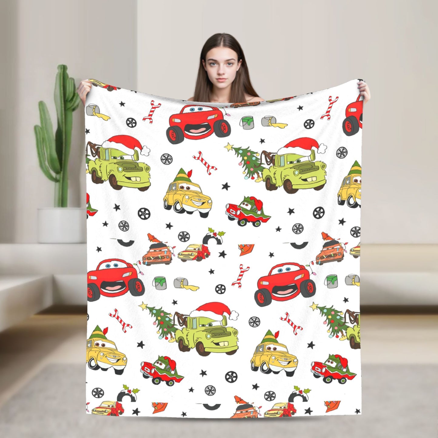 Mater Lightning McQueen Cars Blankets Flannel Spring Autumn  Multi-function Soft Throw Blanket for Home Travel Bedspread