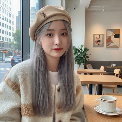 Female Autumn and Winter Temperament Retro Cartoon Teddy Bear Big Head Circumference Showing Face Small Fashion Woolen Beret