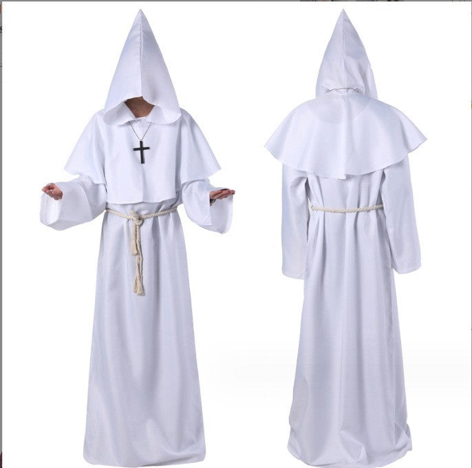 Medieval Hooded Monk Friar Priest Wizard Long Robe Unisex Adult Loose Stage Outfit For Masquerade Theme Party Halloween Cosplay