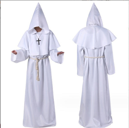 Medieval Hooded Monk Friar Priest Wizard Long Robe Unisex Adult Loose Stage Outfit For Masquerade Theme Party Halloween Cosplay