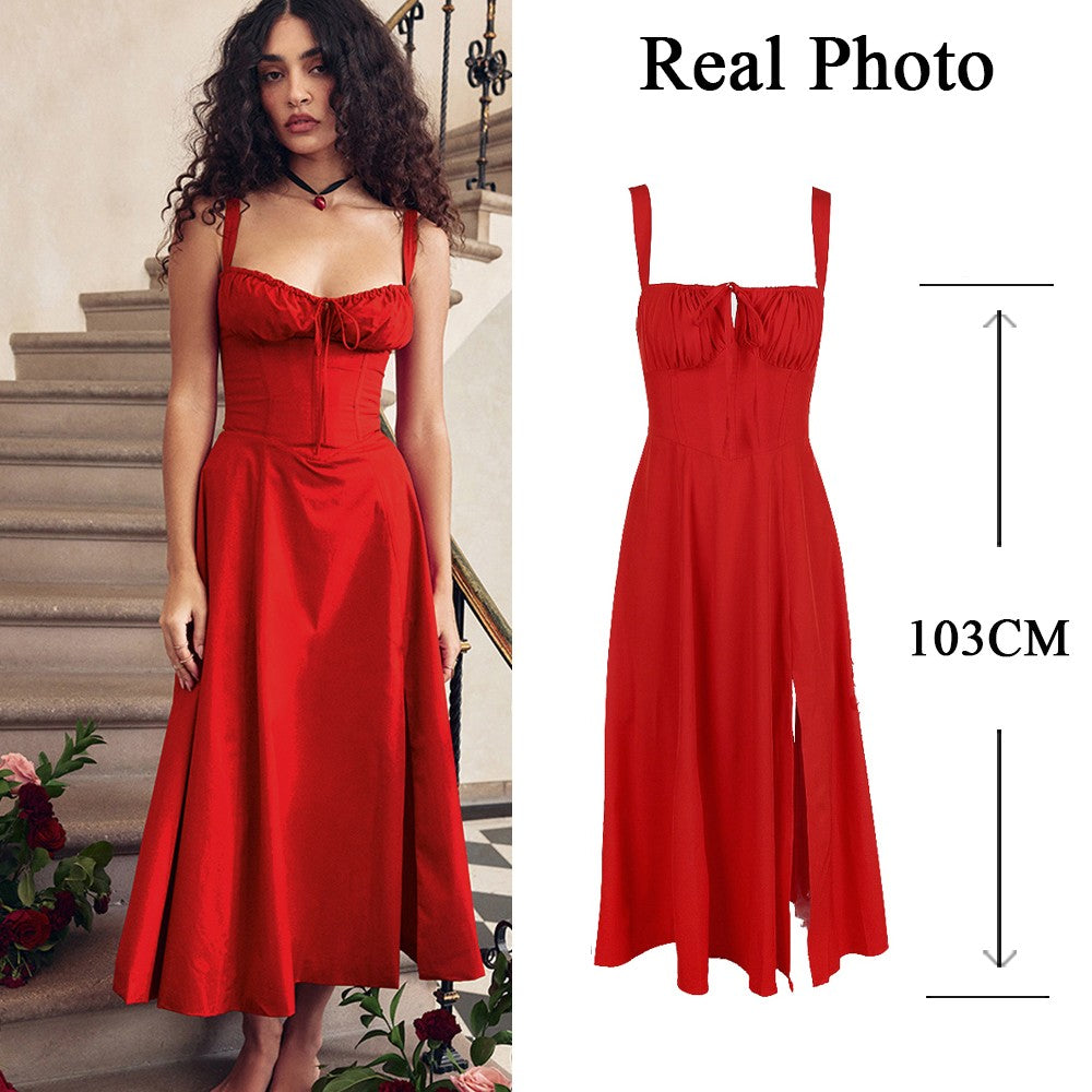 Suninheart Women's Summer Floral Print Dresses Sweet Elegant Midi Holiday Dress