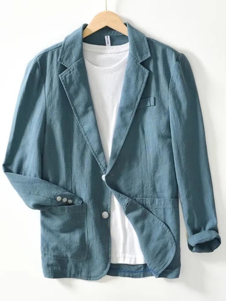 Man Blazer Thin Linen Blazer Mens Summer White Single Suit For Men Cotton Sunscreen Blazer Jacket Men Slim Fit Casual 2023 New