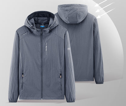 Summer Outdoor Quick Dry Sun-Protective Thin Jacket Men Hiking Fishing Cycling Hooded Gym Sport Windbreaker Ultra Light Coats