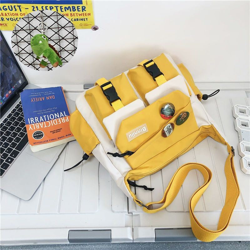 Japanese Simple Messenger Bag Student Nylon Waterproof Canvas Handbag Shoulder Crossbody Bags for Women Men Satchels Bolsas