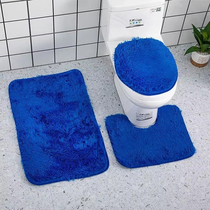 3piece Bathroom Mat Bathroom Silk Tie-dye Bathroom Soft Non-slip Carpet Shower Carpet Toilet Seat Cover Floor Mat