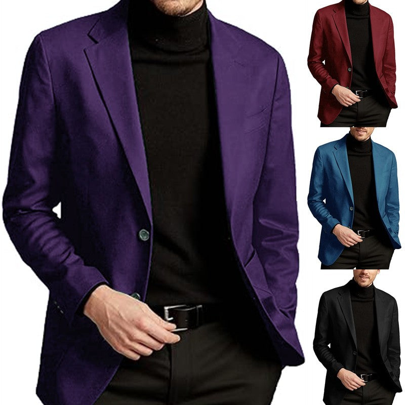 Men's Jacket Thin New Smart Casual Suit Suede Slim Jacket with Lining Single Breasted Coat European Size M-XXL