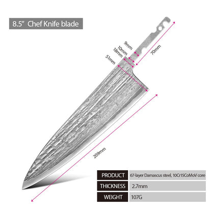 1-6 PCS Kitchen Knife 67 Layers Damascus Steel 10Cr15CoMoV core Kitchen Chef Slicing Utility Paring Knife Set mesh resin Handle