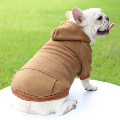 Roupas de Cachorro Fashion Outono e Inverno Roupas para Pequenos Pets Espessamento Quente Cor Sólida Moletom de Duas Pernas com Capuz Produtos Casuais para Pets