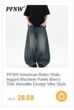 PFNW High Street Drawstring Zipper Sliced Wide Leg Cargo Pants Msn's Casual Loose Straight Trousers Loose Denim Pants 28W5963