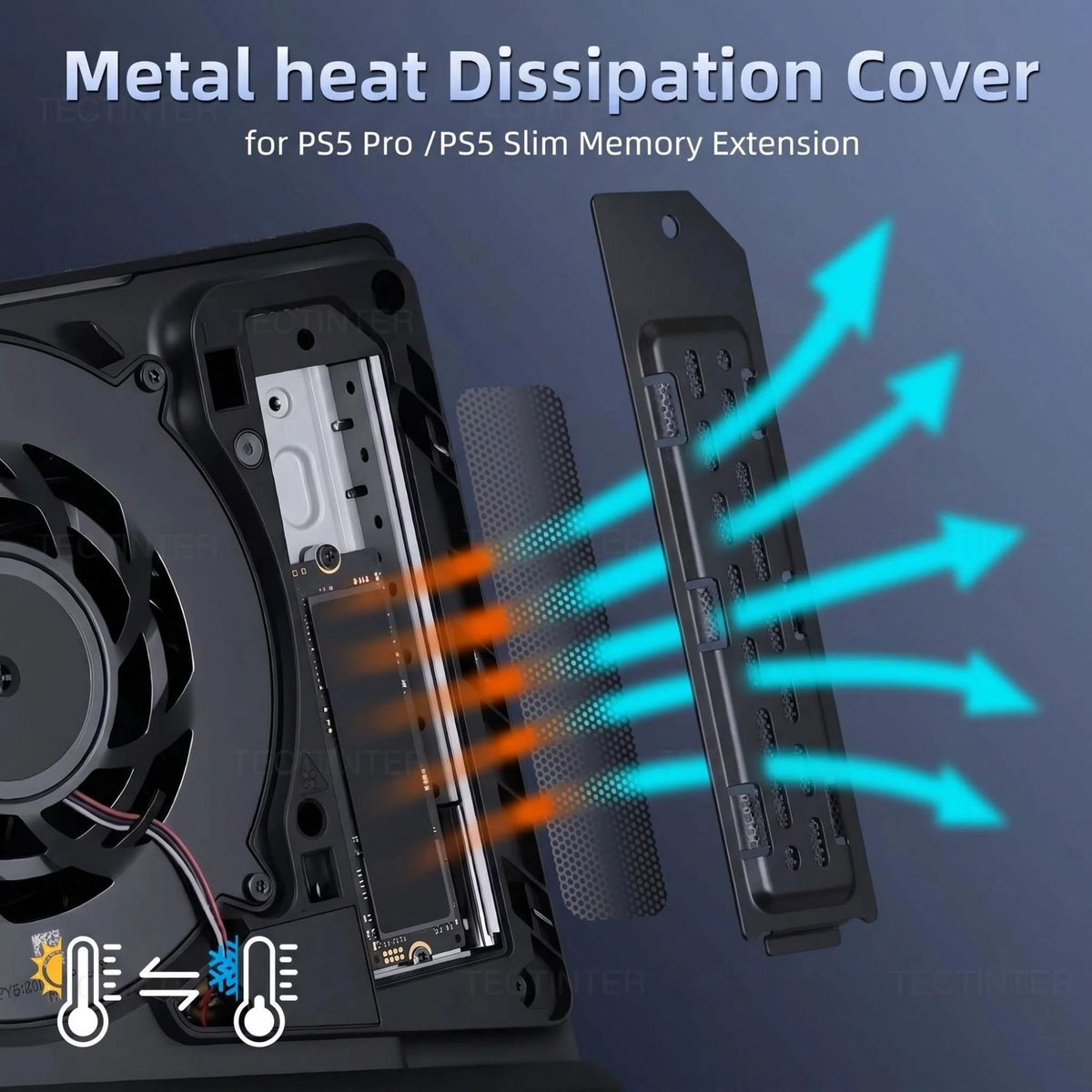 SSD Heatsink Dust Cover For PS5 Slim/Pro Console M.2 SSD Extension Slot Heat Dissipation Breathable Hole Aluminum Heat Case