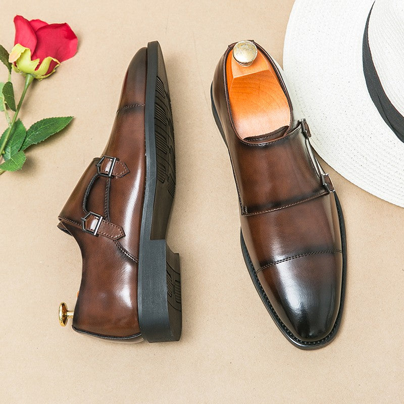 Large size men's three-point casual leather shoes men's leather business gentleman British style dress men Mengke shoes