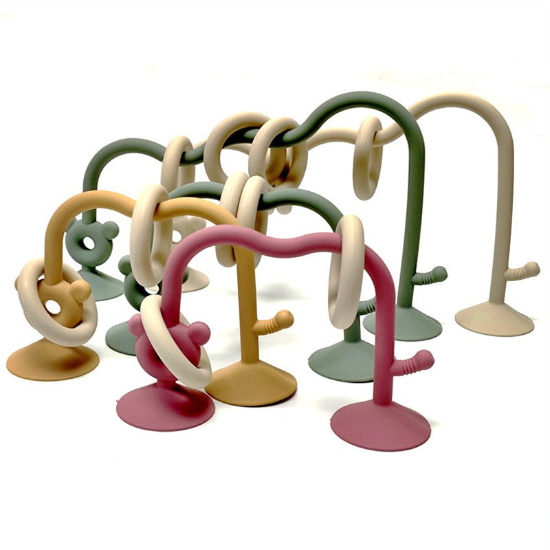Brinquedos de contas labirinto para bebês, brinquedo de silicone visual para mastigar e moer, brinquedos educativos de contas labirinto com ventosa para a primeira infância