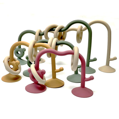 Brinquedos de contas labirinto para bebês, brinquedo de silicone visual para mastigar e moer, brinquedos educativos de contas labirinto com ventosa para a primeira infância