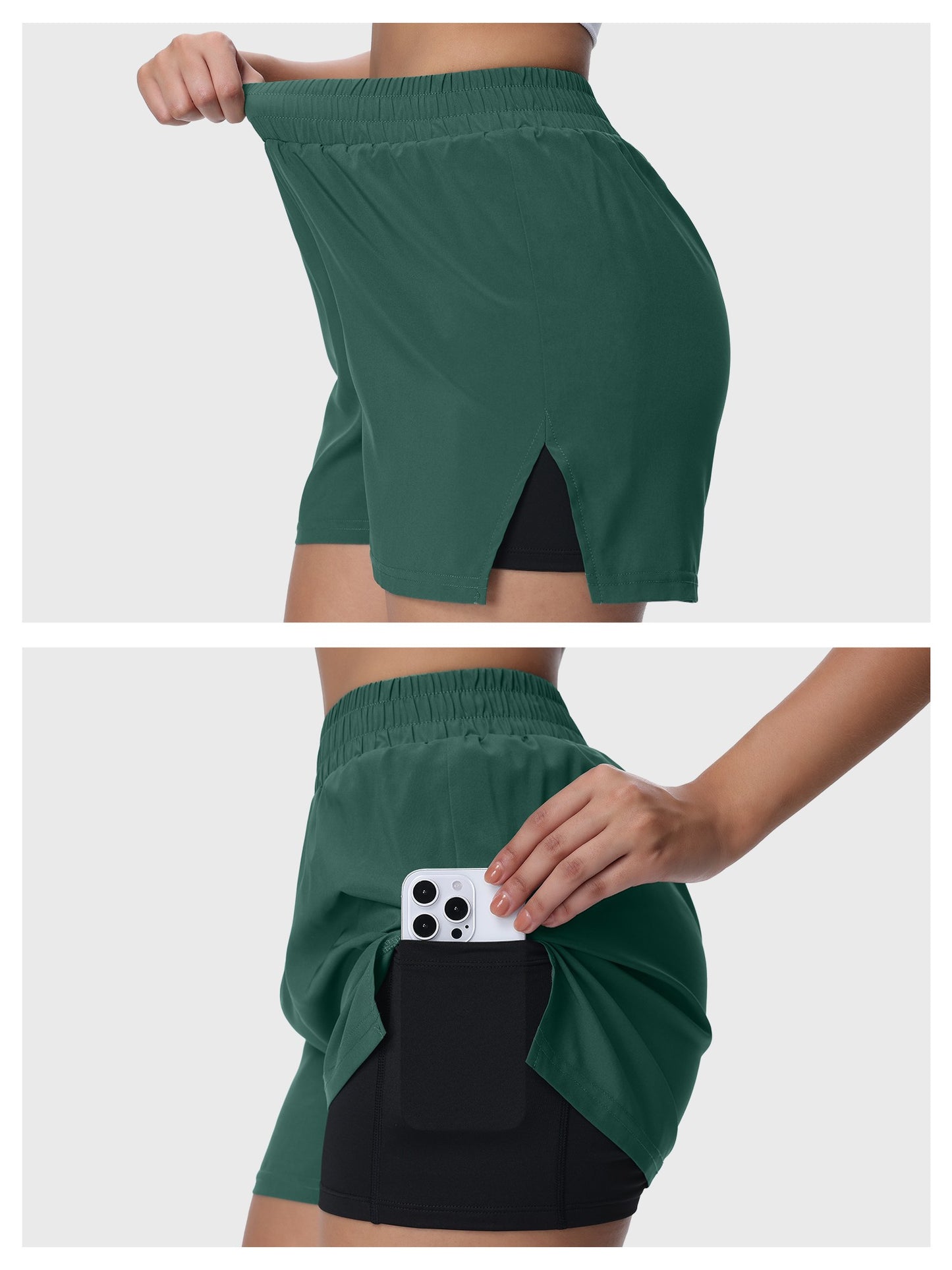 Women's  Split Sports Shorts with Liner, Comfortable and Breathable, Suitable for Multiple Scenarios Like Running, Fitness, Yoga