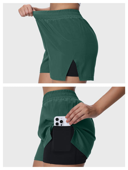 Women's  Split Sports Shorts with Liner, Comfortable and Breathable, Suitable for Multiple Scenarios Like Running, Fitness, Yoga