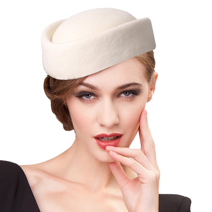 FS Vintage Winter Wool Pillbox Hats Black White Church Hat For Women Elegant Formal Tea Party Wedding Bride Cap Chapeau Femme